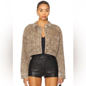 MINKPINK Anouk Crop Jacket Animal Print Jean Jacket